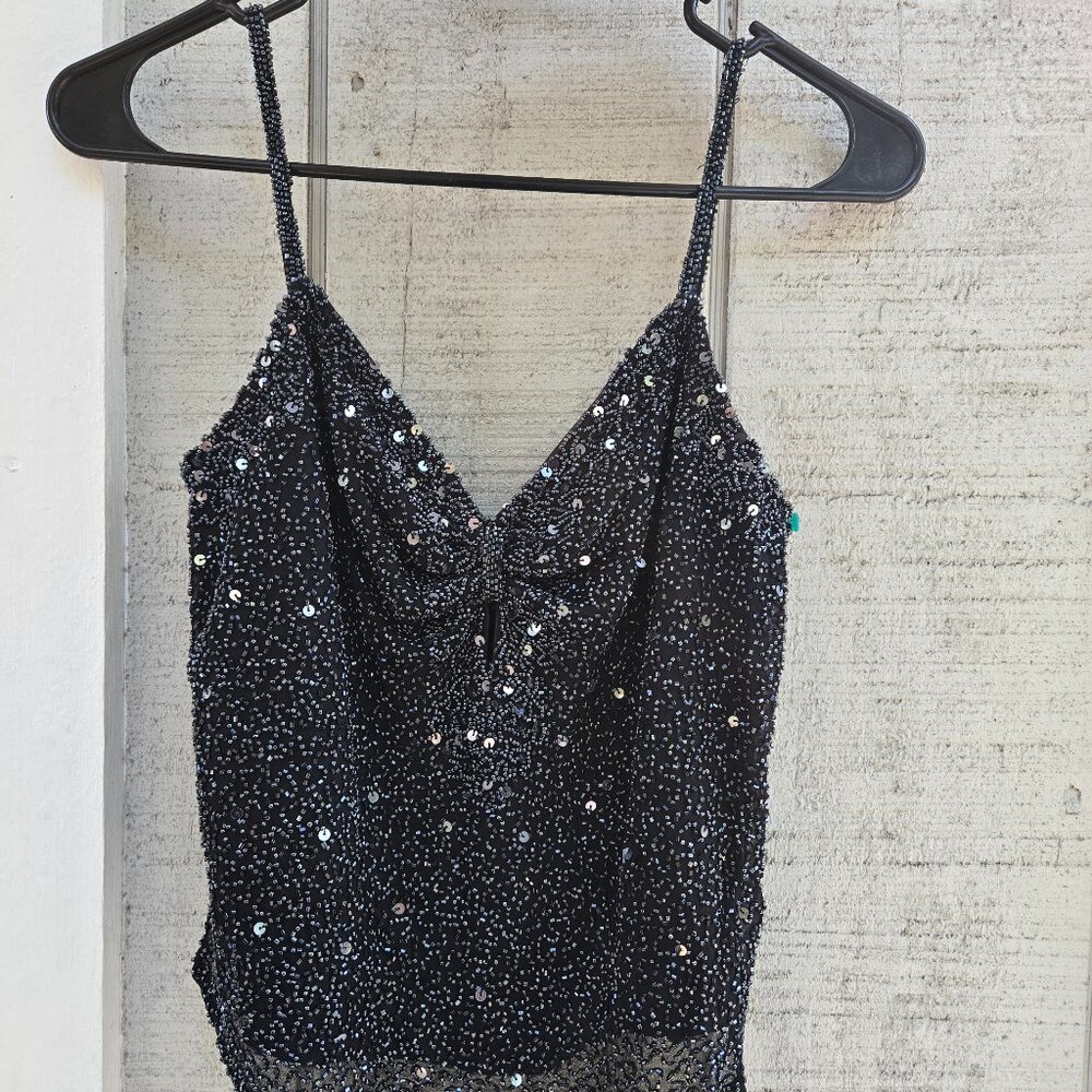 Vintage Scala Silk Beaded Top